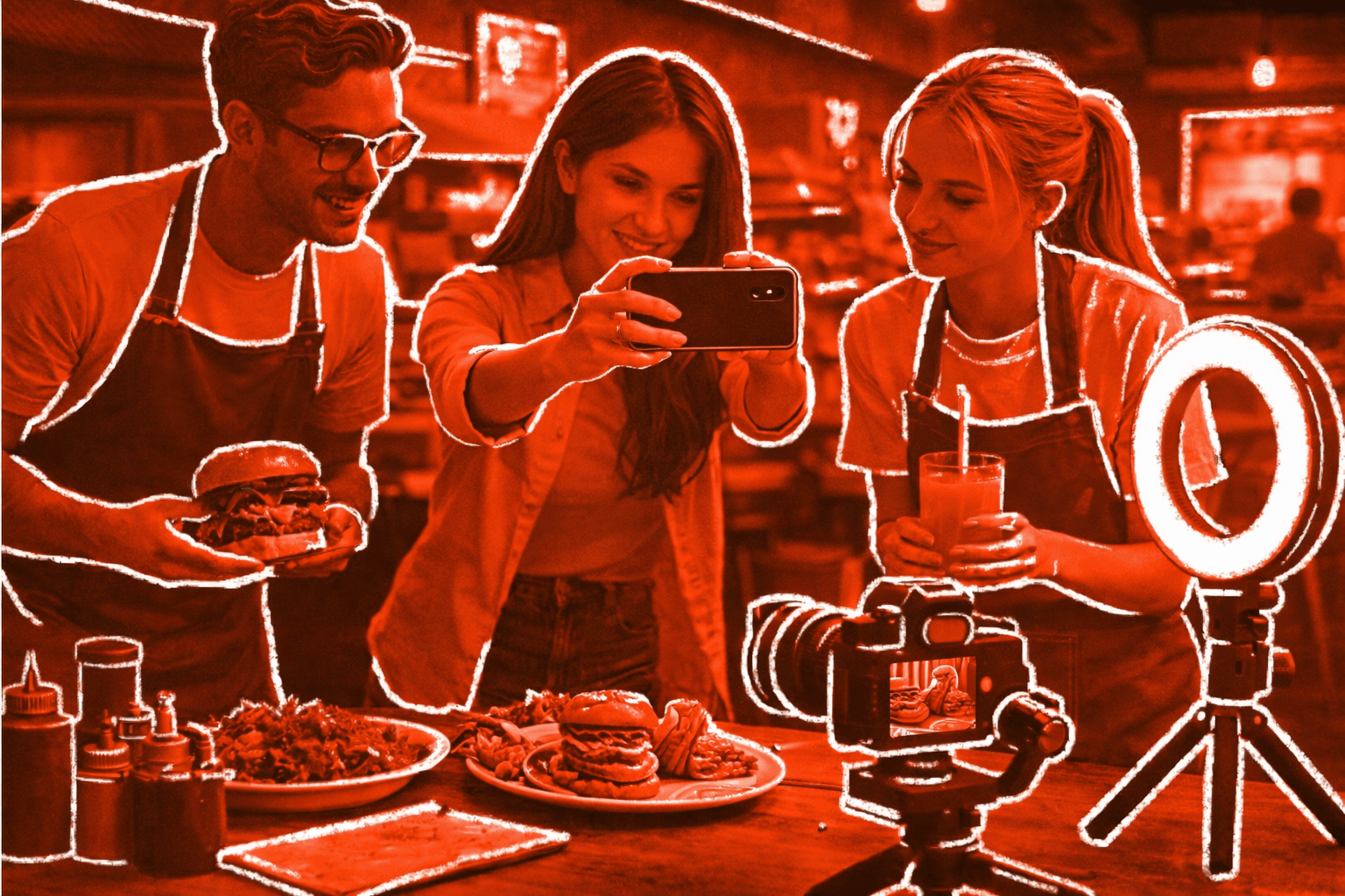 Illustrated team training visual for staff content capture