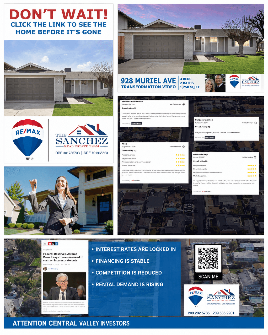 Sanchez Real Estate Team paid media contact sheet